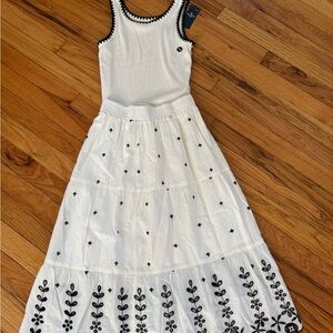 Abercrombie Kids White Top and Market Skirt with Black Trim